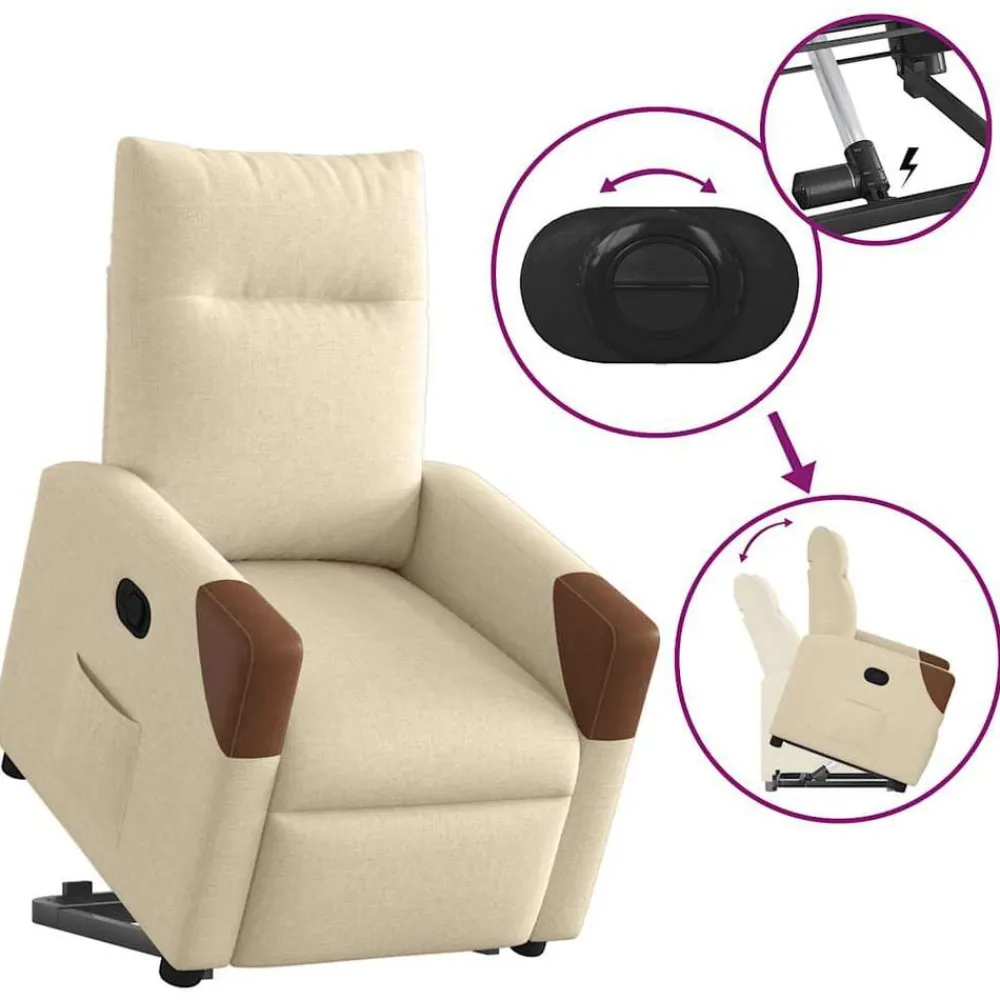 vidaXL Sillas-Sillón reclinable elevable de tela color