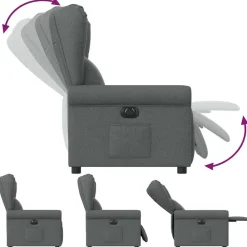 vidaXL Sillón reclinable eléctrico de tela Gris oscuro Sale