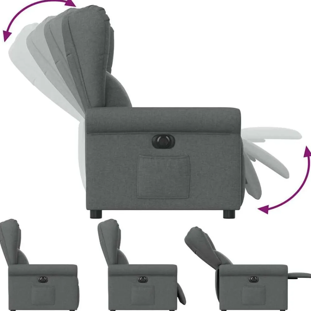 vidaXL Sillón reclinable eléctrico de tela Gris oscuro Sale