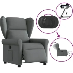 vidaXL Sillón reclinable eléctrico de tela Gris oscuro Sale