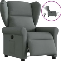 vidaXL Sillón reclinable eléctrico de tela Gris oscuro Sale