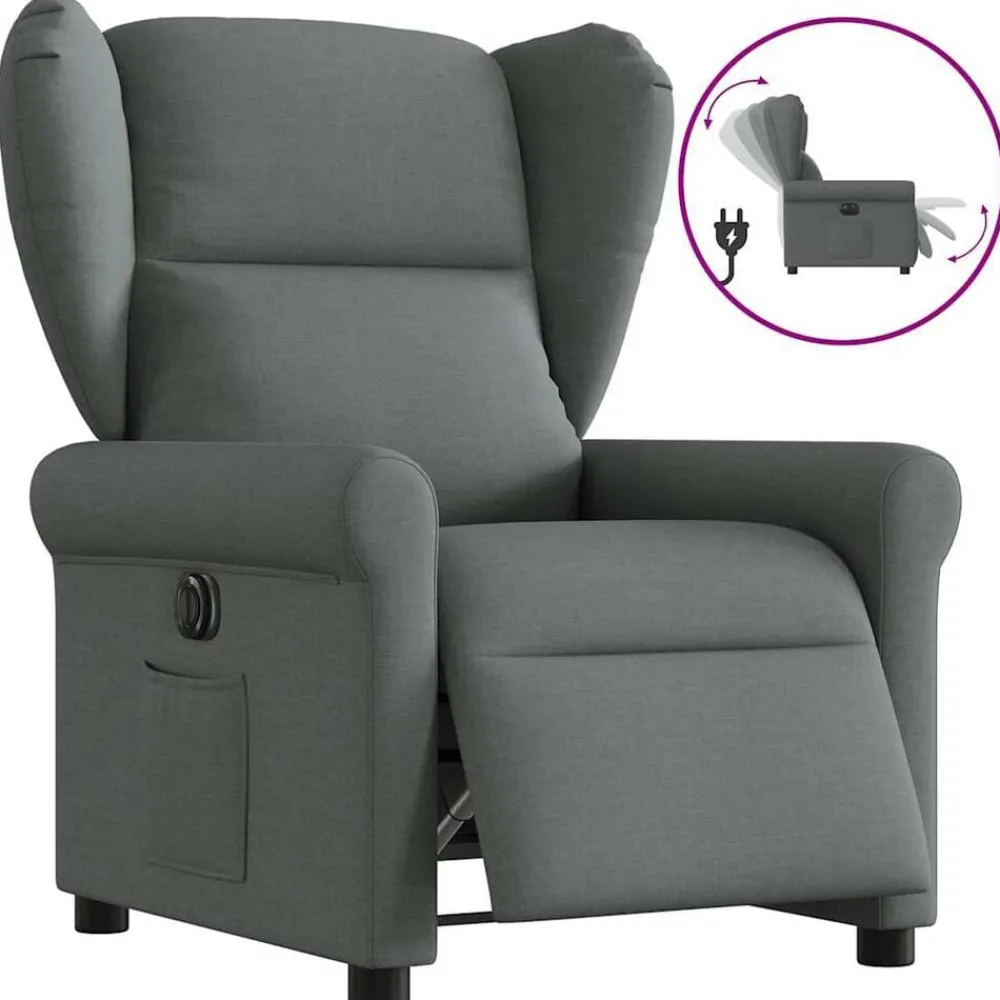 vidaXL Sillón reclinable eléctrico de tela Gris oscuro Sale