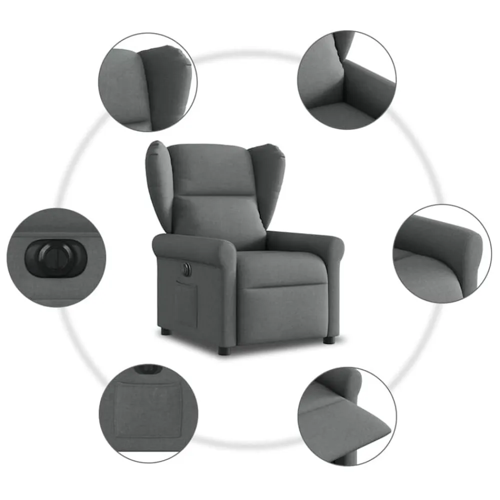 vidaXL Sillón reclinable eléctrico de tela Gris oscuro Sale