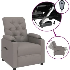 vidaXL Sillas-Sillón reclinable eléctrico tela gris