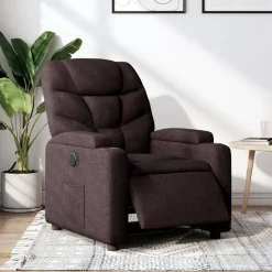 vidaXL Sillón reclinable eléctrico tela marrón oscuro Marr&oacute;n oscuro Best