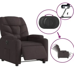 vidaXL Sillón reclinable eléctrico tela marrón oscuro Marrón oscuro Best