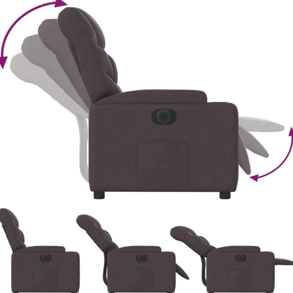 vidaXL Sillón reclinable eléctrico tela marrón oscuro Marrón oscuro Best