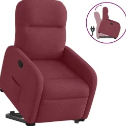 vidaXL Sillón reclinable elevable tela rojo tinto Rojo vino tinto Online