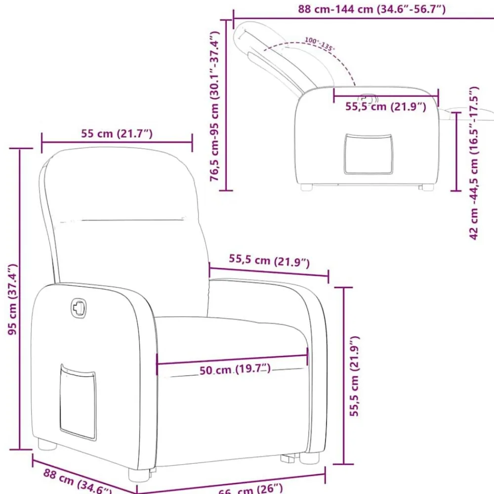 vidaXL Sillón reclinable elevable tela rojo tinto Rojo vino tinto Online