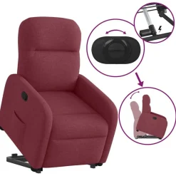 vidaXL Sillón reclinable elevable tela rojo tinto Rojo vino tinto Online
