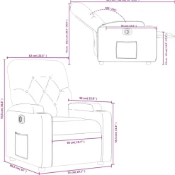 vidaXL Sillas-Sillón reclinable eléctrico de tela