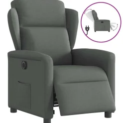 vidaXL Sillón reclinable eléctrico de tela Gris oscuro Outlet