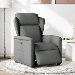 vidaXL Sillón reclinable eléctrico de tela Gris oscuro Outlet