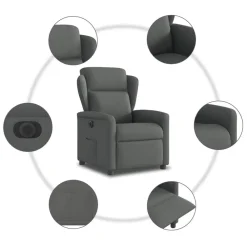 vidaXL Sillón reclinable eléctrico de tela Gris oscuro Outlet
