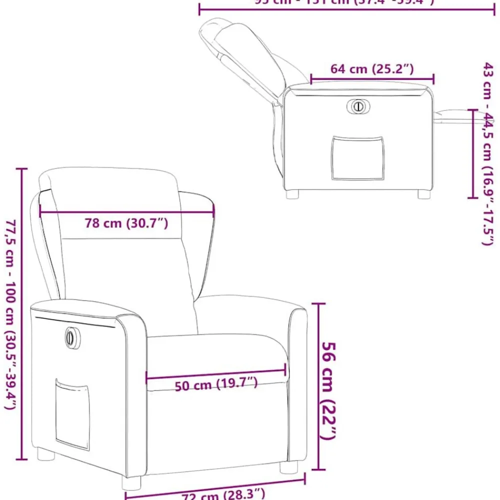 vidaXL Sillón reclinable eléctrico de tela Gris oscuro Outlet