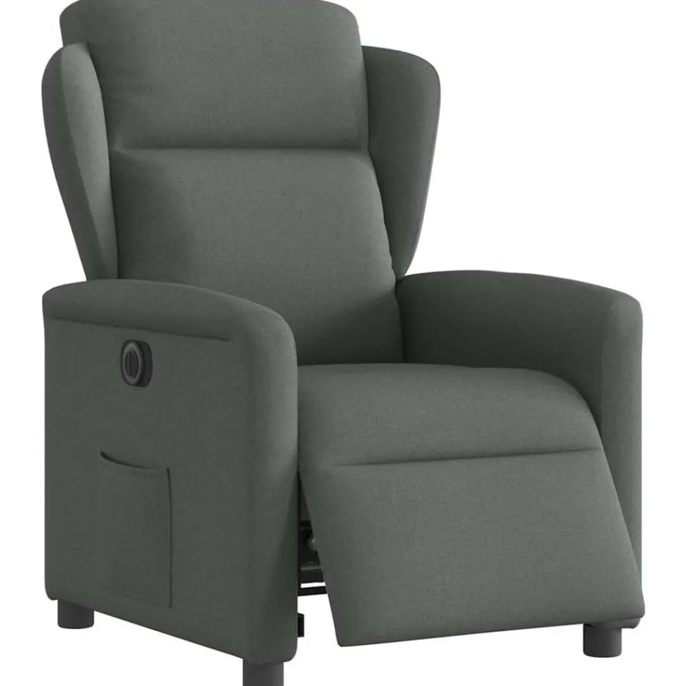 vidaXL Sillón reclinable eléctrico de tela Gris oscuro Outlet