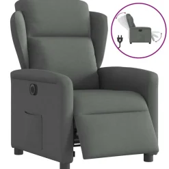 vidaXL Sillón reclinable eléctrico de tela Gris oscuro Outlet
