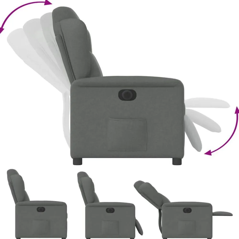 vidaXL Sillón reclinable eléctrico de tela Gris oscuro Outlet