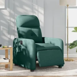 vidaXL Sillón reclinable eléctrico tela Verde oscuro Online