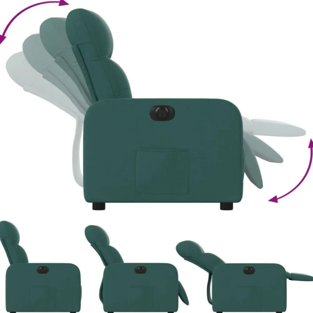 vidaXL Sillón reclinable eléctrico tela Verde oscuro Online