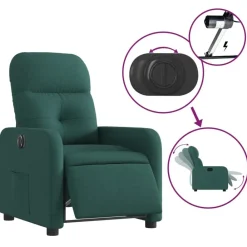 vidaXL Sillón reclinable eléctrico tela Verde oscuro Online