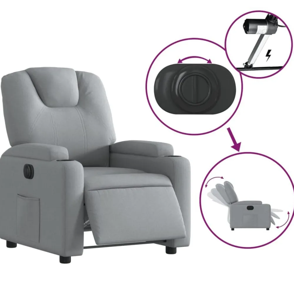 vidaXL Sillas-Sillón reclinable eléctrico tela