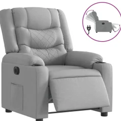 vidaXL Sillón reclinable eléctrico tela Gris claro Clearance