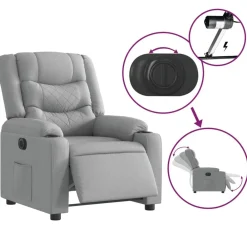 vidaXL Sillón reclinable eléctrico tela Gris claro Clearance