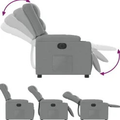 vidaXL Sillón reclinable eléctrico tela Gris claro Clearance