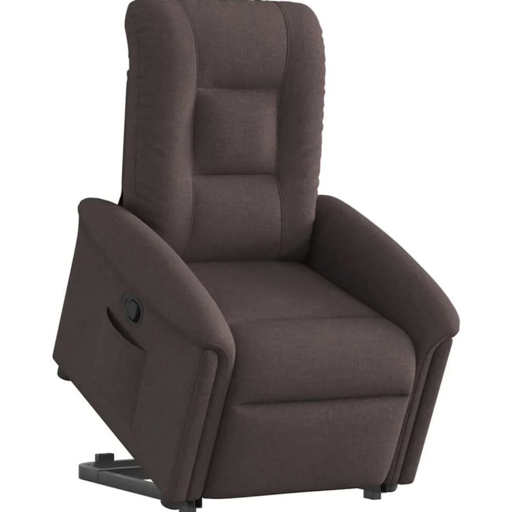 vidaXL Sillas-Sillón reclinable elevable tela marrón oscuro
