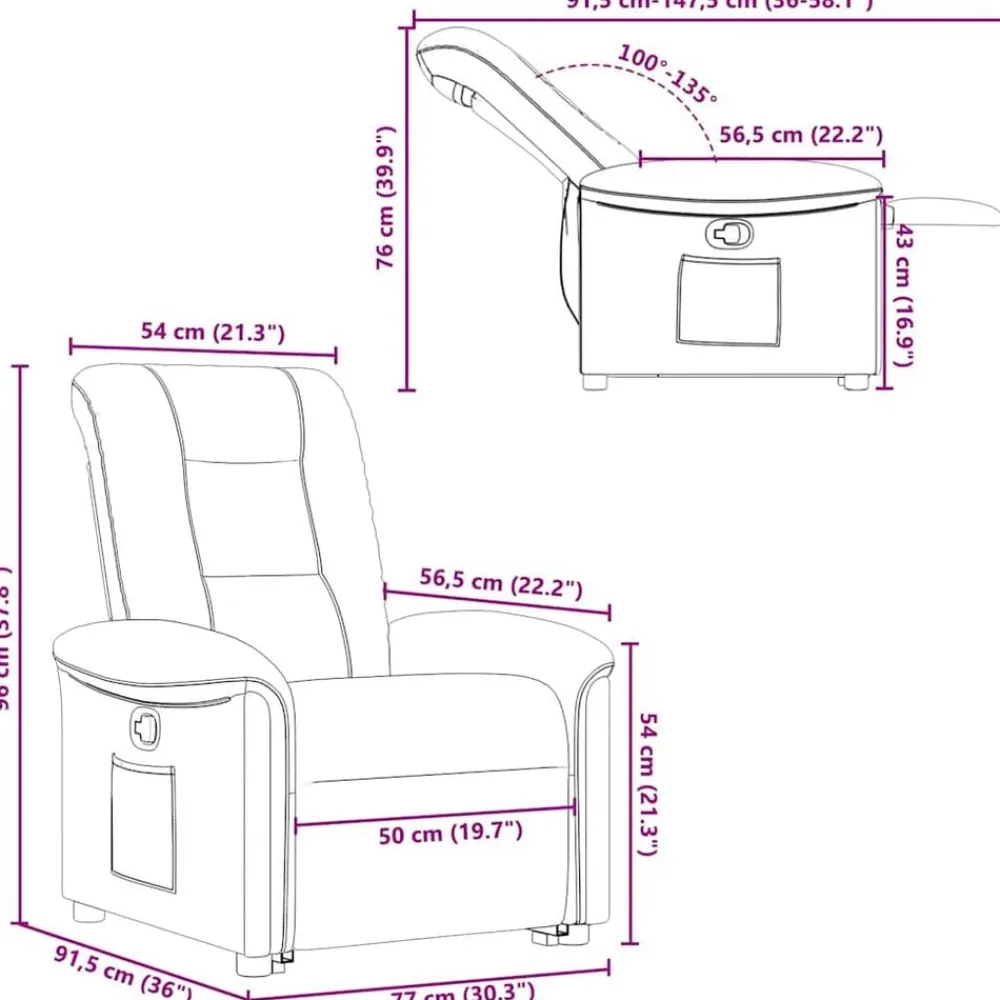 vidaXL Sillas-Sillón reclinable elevable tela marrón oscuro