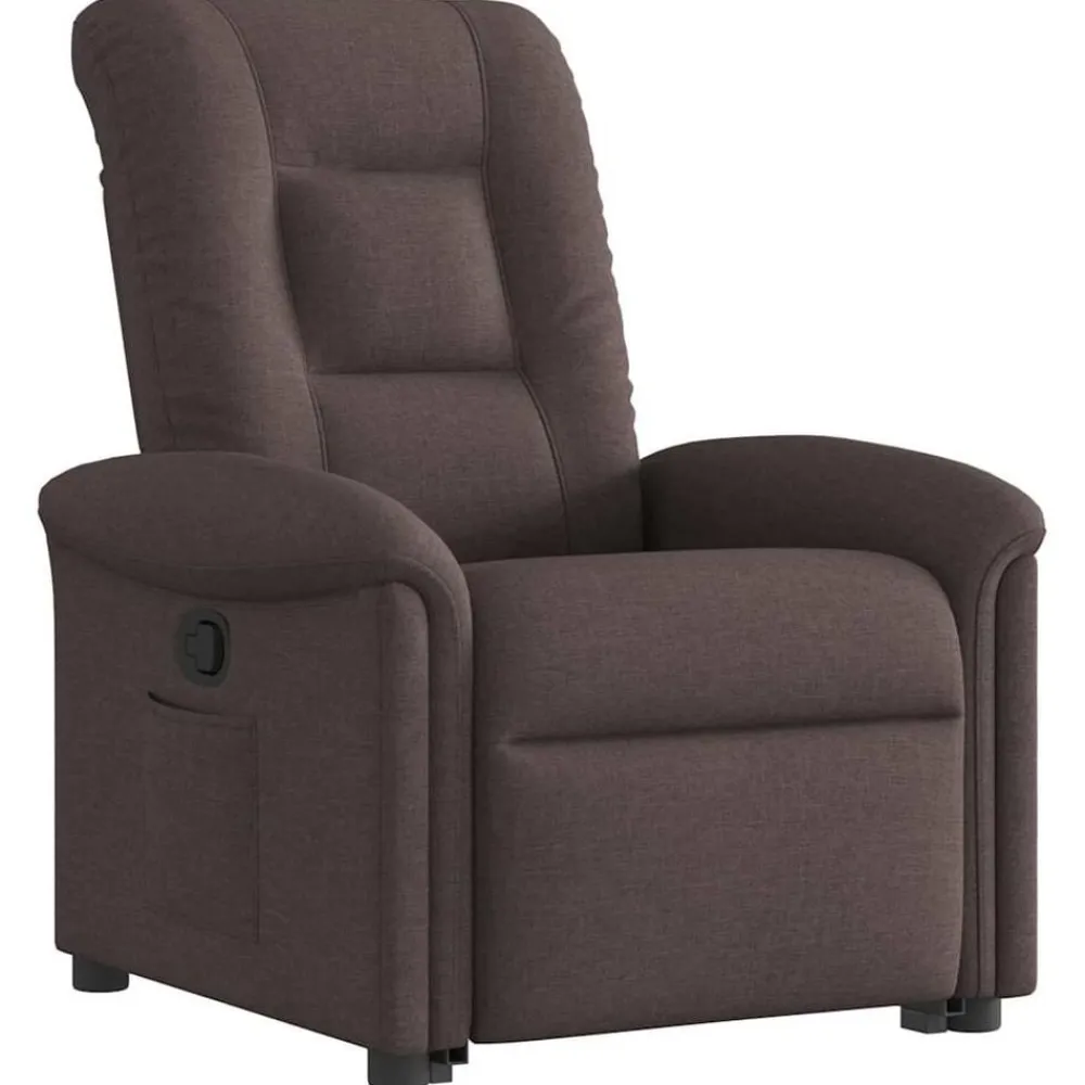 vidaXL Sillas-Sillón reclinable elevable tela marrón oscuro