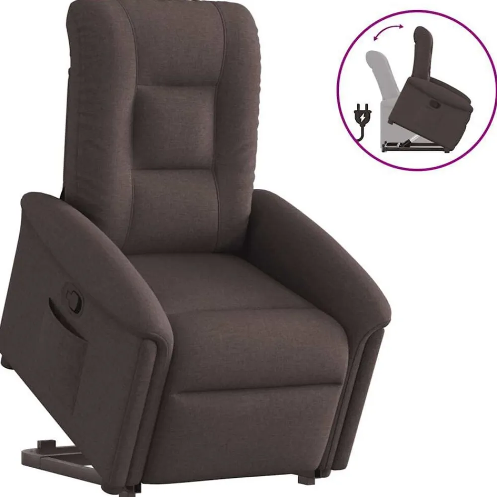 vidaXL Sillas-Sillón reclinable elevable tela marrón oscuro
