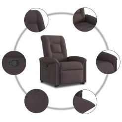vidaXL Sillas-Sillón reclinable elevable tela marrón oscuro