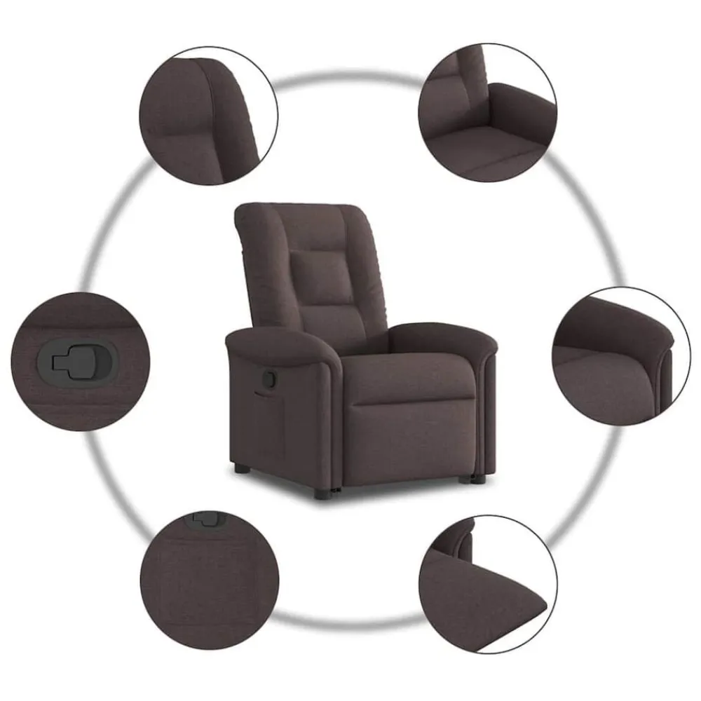vidaXL Sillas-Sillón reclinable elevable tela marrón oscuro