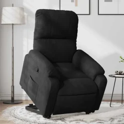 vidaXL Sillón reclinable elevable tela de microfibra Negro Best
