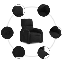vidaXL Sillón reclinable elevable tela de microfibra Negro Best