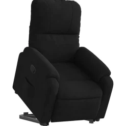 vidaXL Sillón reclinable elevable tela de microfibra Negro Best
