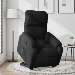 vidaXL Sillón reclinable elevable tela de microfibra Negro Best