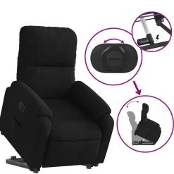 vidaXL Sillón reclinable elevable tela de microfibra Negro Best