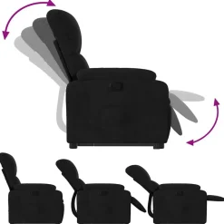 vidaXL Sillón reclinable elevable tela de microfibra Negro Best