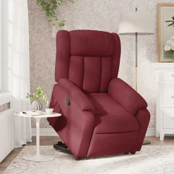 vidaXL Sillón reclinable elevable tela rojo tinto Rojo vino tinto Hot