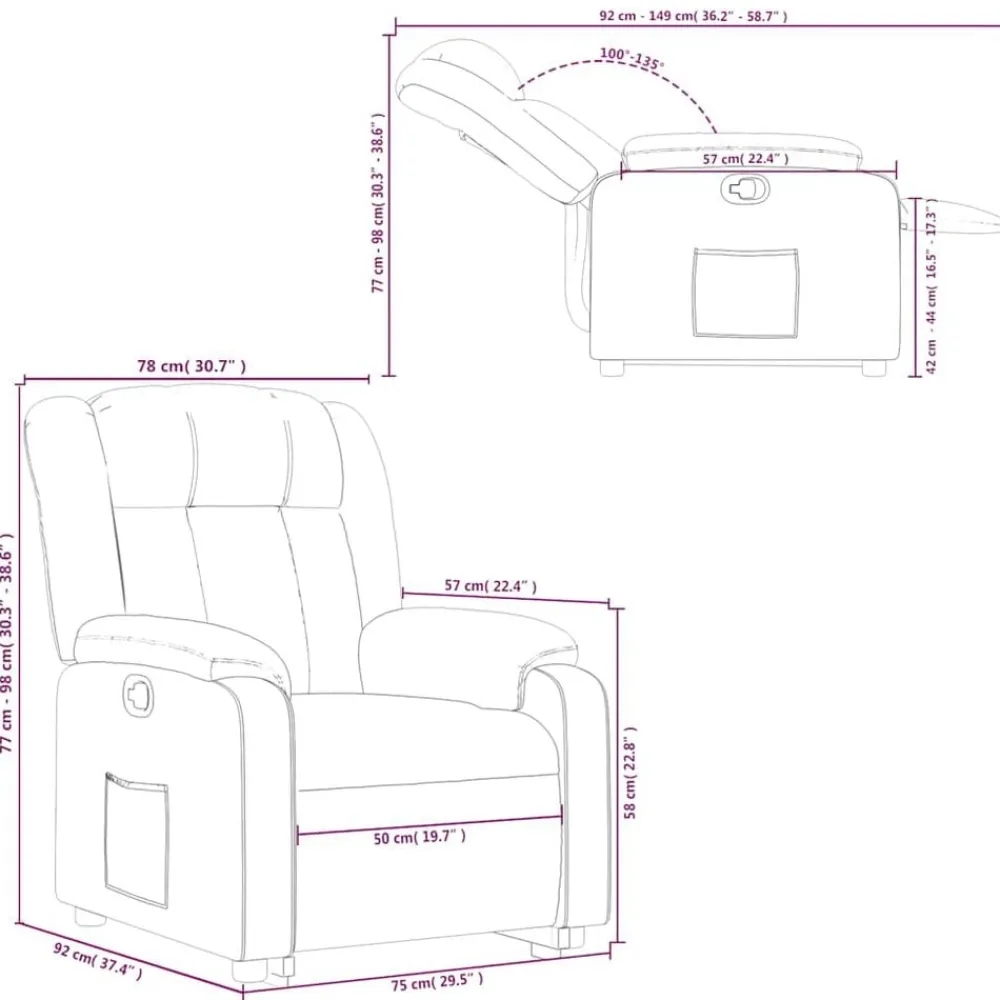 vidaXL Sillón reclinable elevable tela rojo tinto Rojo vino tinto Hot