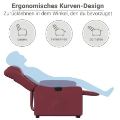 vidaXL Sillón reclinable elevable tela rojo tinto Rojo vino tinto Hot