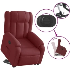 vidaXL Sillón reclinable elevable tela rojo tinto Rojo vino tinto Hot