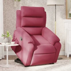 vidaXL Sillón reclinable elevable terciopelo rojo tinto Rojo vino tinto Outlet