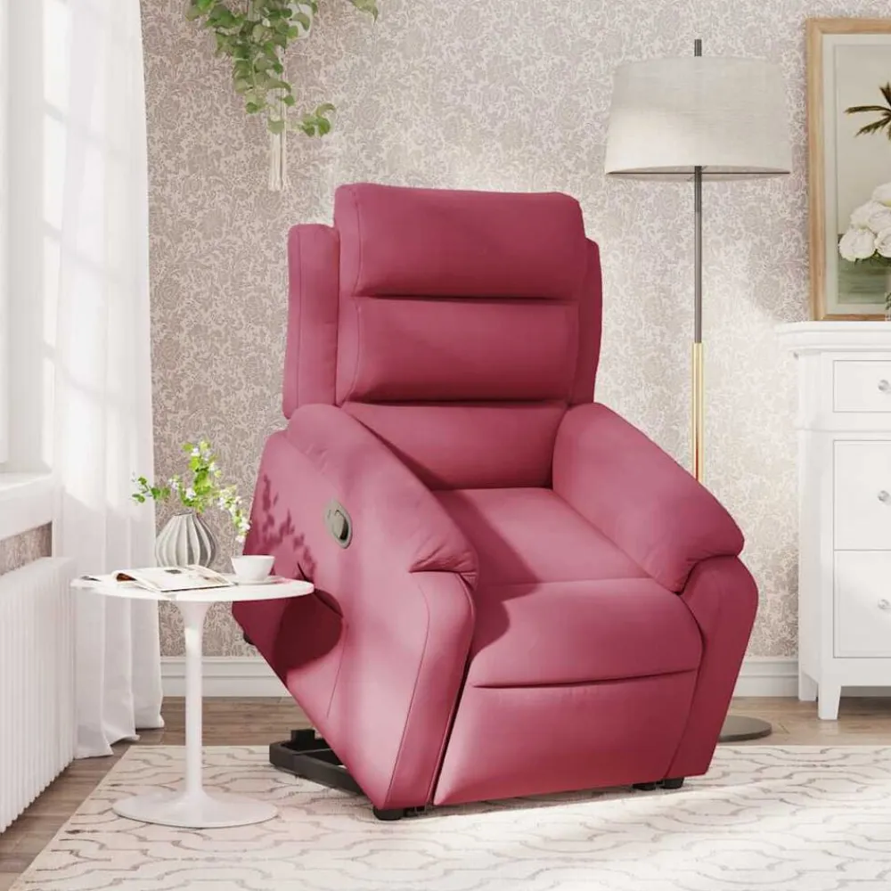 vidaXL Sillón reclinable elevable terciopelo rojo tinto Rojo vino tinto Outlet