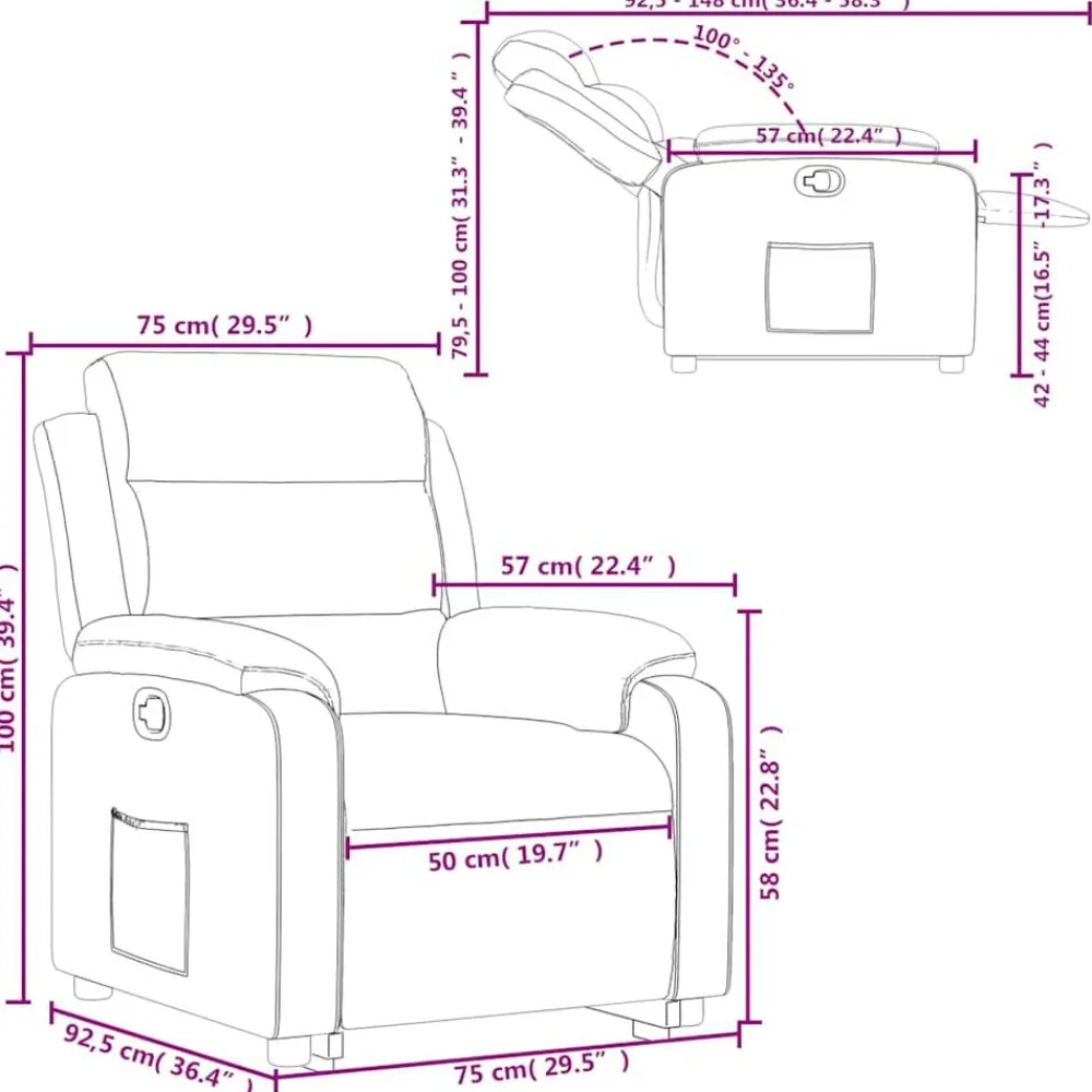 vidaXL Sillón reclinable elevable terciopelo rojo tinto Rojo vino tinto Outlet
