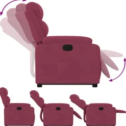 vidaXL Sillón reclinable elevable terciopelo rojo tinto Rojo vino tinto Outlet