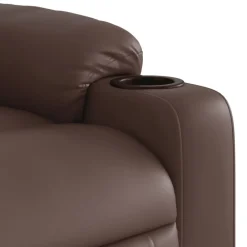vidaXL Sillas-Sillón reclinable eléctrico de cuero sintético marrón
